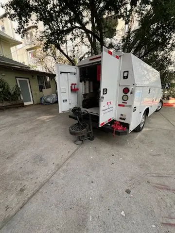 Magnet Plumbing service vehicle on-site for Sewer Line Repair in Woodland Hills